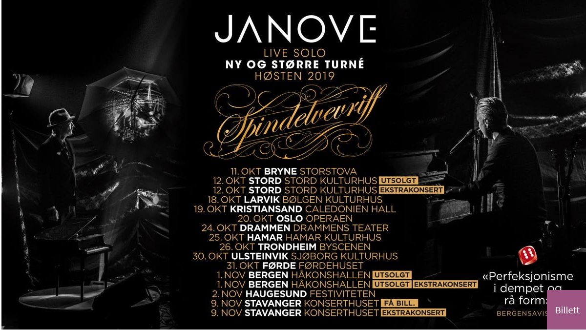 JANOVE Konsert 12.okt   kl.18:00 Siste frist for kjøp av billetter er i dag 11.10.19  ( 2 pr.medlem )